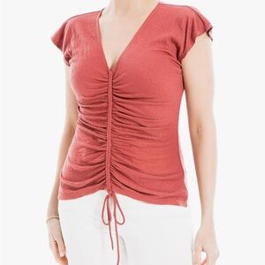 Max Studio Women's Center Cinched Short Sleeve Top